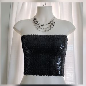 Sequined Cropped Tube Top